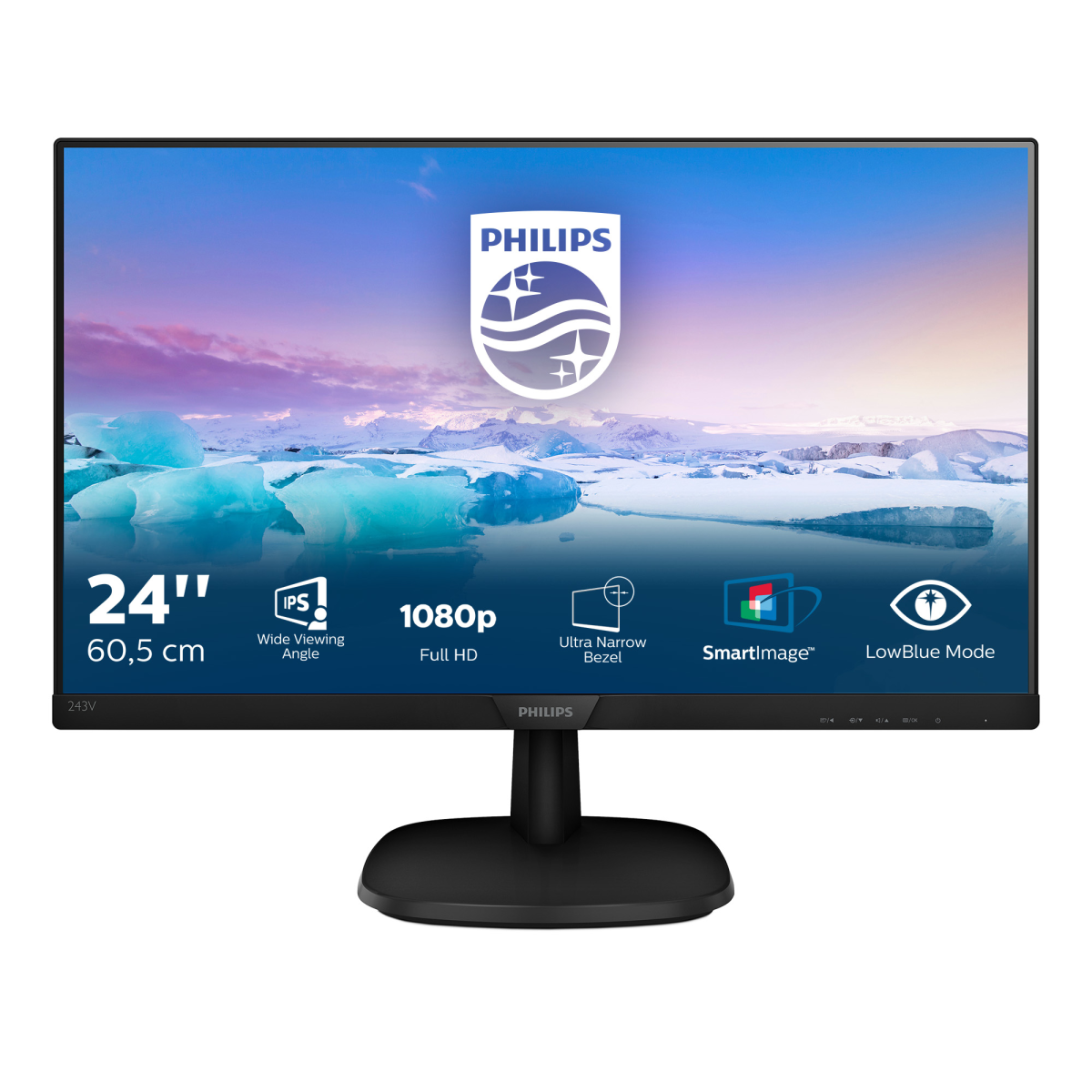 Монитор LCD 23.8'' 16:9 1920х1080(FHD) IPS, nonGLARE, 75 Hz, 250 cd/m2, H178°/V178°, 1000:1, 10М:1, 16.7M, 4ms, VGA, DVI, HDMI, Tilt, Speakers, Black